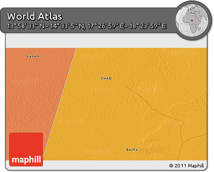 Political 3D Map of the Area around 14° 15' 49" N, 17° 55' 29" E