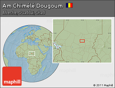 Savanna Style Location Map of Am Chimélé Dougoum, hill shading