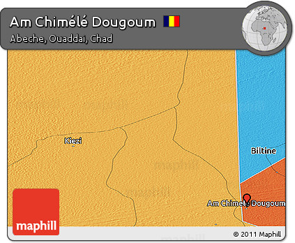 Political Panoramic Map of Am Chimélé Dougoum