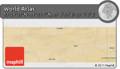 Satellite Panoramic Map of the Area around 14° 15' 49" N, 19° 37' 30" E