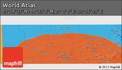 Political Panoramic Map of the Area around 14° 15' 49" N, 20° 28' 30" E