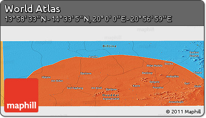 Political Panoramic Map of the Area around 14° 15' 49" N, 20° 28' 30" E