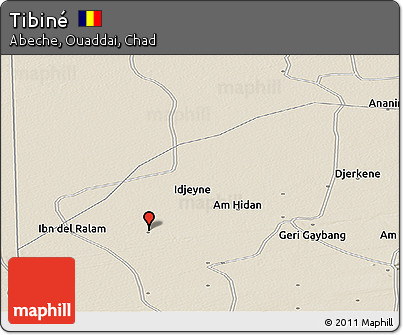 Shaded Relief Panoramic Map of Tibiné