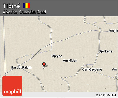Shaded Relief Panoramic Map of Tibiné
