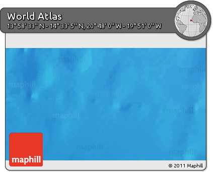 Physical 3D Map of the Area around 14° 15' 49" N, 20° 19' 30" W