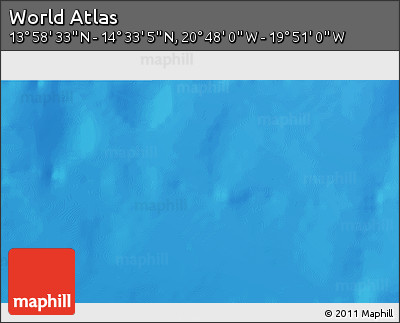 Physical 3D Map of the Area around 14° 15' 49" N, 20° 19' 30" W