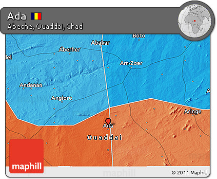 Political 3D Map of Ada
