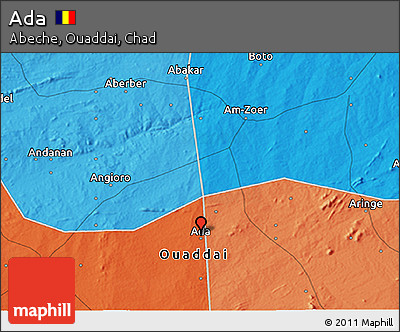 Political 3D Map of Ada
