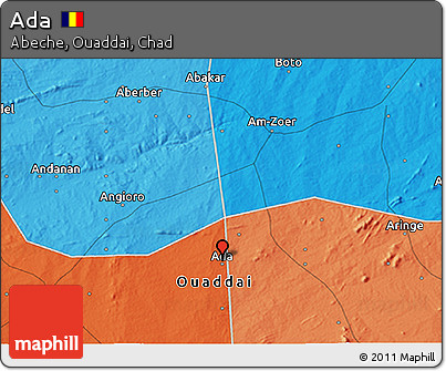 Political 3D Map of Ada