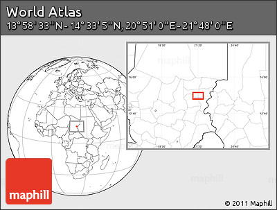 Blank Location Map of the Area around 14° 15' 49" N, 21° 19' 30" E