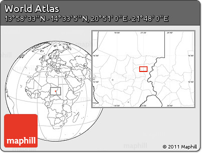 Blank Location Map of the Area around 14° 15' 49" N, 21° 19' 30" E