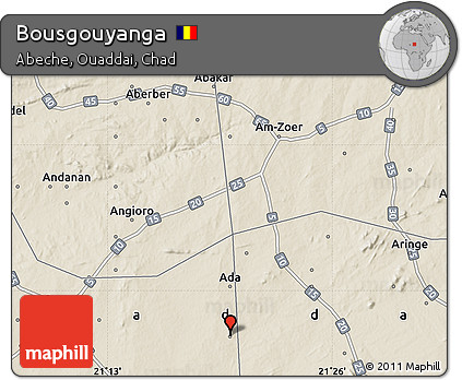 Shaded Relief Map of Bousgouyanga