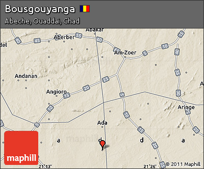 Shaded Relief Map of Bousgouyanga