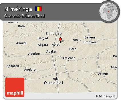 Shaded Relief Panoramic Map of Niméringa