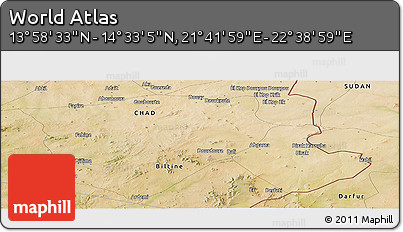 Satellite Panoramic Map of the Area around 14° 15' 49" N, 22° 10' 29" E