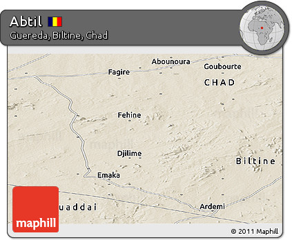 Shaded Relief Panoramic Map of Abtil