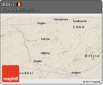 Shaded Relief Panoramic Map of Abtil