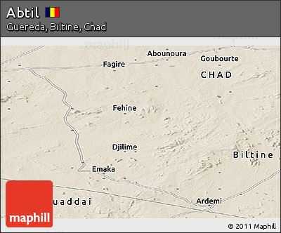 Shaded Relief Panoramic Map of Abtil