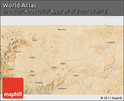 Satellite 3D Map of the Area around 14° 15' 49" N, 24° 43' 30" E