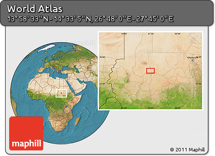 Satellite Location Map of the Area around 14° 15' 49" N, 27° 16' 29" E