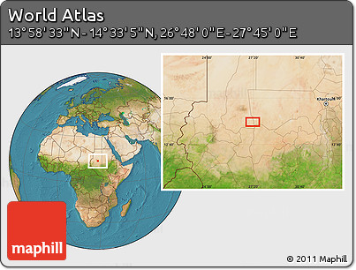 Satellite Location Map of the Area around 14° 15' 49" N, 27° 16' 29" E