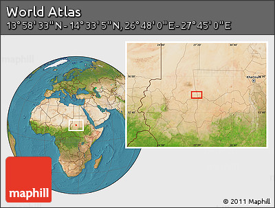 Satellite Location Map of the Area around 14° 15' 49" N, 27° 16' 29" E