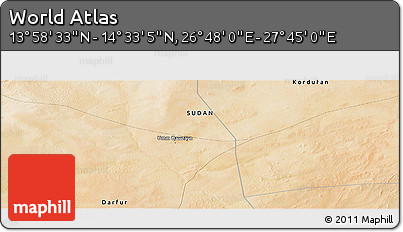 Satellite Panoramic Map of the Area around 14° 15' 49" N, 27° 16' 29" E
