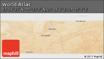 Satellite Panoramic Map of the Area around 14° 15' 49" N, 27° 16' 29" E
