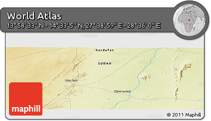 Physical Panoramic Map of the Area around 14° 15' 49" N, 28° 7' 30" E