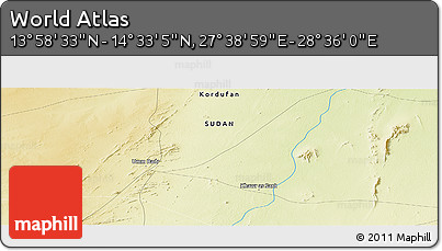 Physical Panoramic Map of the Area around 14° 15' 49" N, 28° 7' 30" E