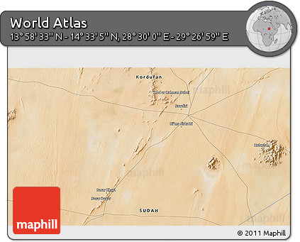 Satellite 3D Map of the Area around 14° 15' 49" N, 28° 58' 30" E