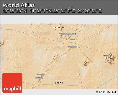 Satellite 3D Map of the Area around 14° 15' 49" N, 28° 58' 30" E