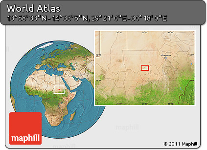 Satellite Location Map of the Area around 14° 15' 49" N, 29° 49' 30" E