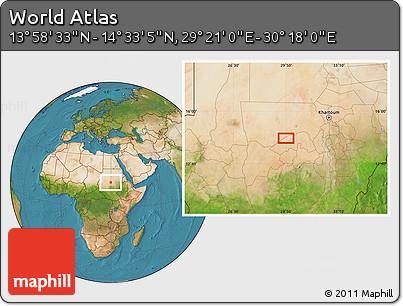 Satellite Location Map of the Area around 14° 15' 49" N, 29° 49' 30" E