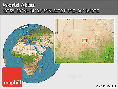Satellite Location Map of the Area around 14° 15' 49" N, 29° 49' 30" E