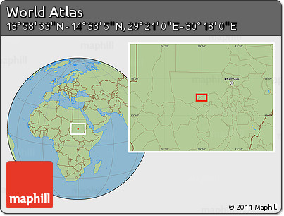 Savanna Style Location Map of the Area around 14° 15' 49" N, 29° 49' 30" E