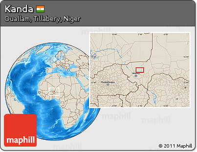 Shaded Relief Location Map of Kanda