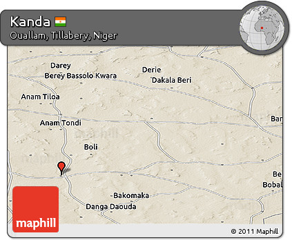 Shaded Relief Panoramic Map of Kanda