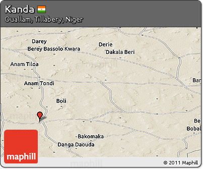 Shaded Relief Panoramic Map of Kanda