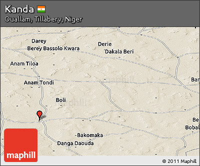 Shaded Relief Panoramic Map of Kanda