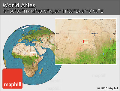 Satellite Location Map of the Area around 14° 15' 49" N, 30° 40' 29" E