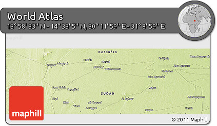 Physical Panoramic Map of the Area around 14° 15' 49" N, 30° 40' 29" E