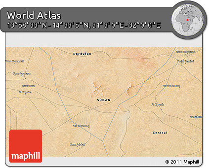Satellite 3D Map of the Area around 14° 15' 49" N, 31° 31' 29" E