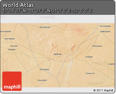 Satellite 3D Map of the Area around 14° 15' 49" N, 31° 31' 29" E