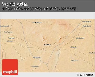 Satellite 3D Map of the Area around 14° 15' 49" N, 31° 31' 29" E