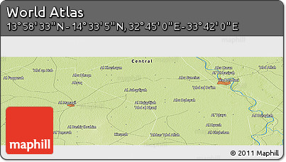 Physical Panoramic Map of the Area around 14° 15' 49" N, 33° 13' 30" E
