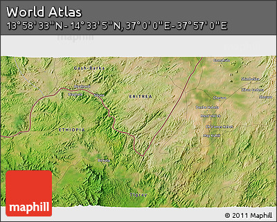 Satellite 3D Map of the Area around 14° 15' 49" N, 37° 28' 30" E