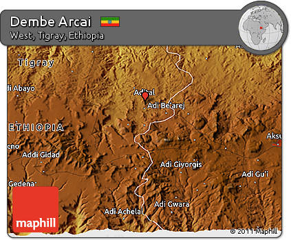 Physical 3D Map of Dembe Arcai