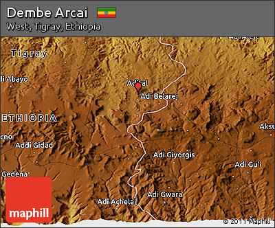 Physical 3D Map of Dembe Arcai