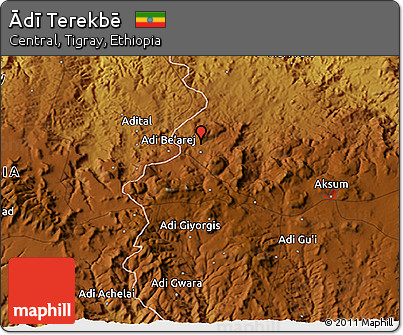 Physical 3D Map of Ādī Terekbē